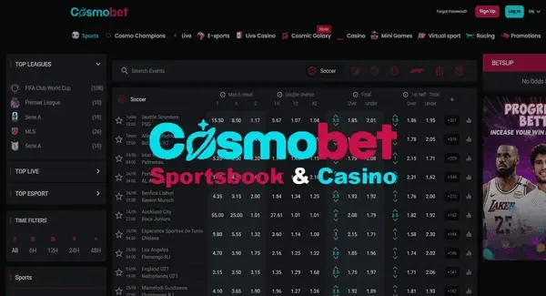 Cosmobet sportsbook and casino homepage